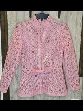 Pink Lace Belted Women's Jacket